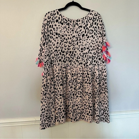 Savanna Jane Women's Stepping Ahead Leopard Neon Tassel Dress Size 2X GUC - Picture 11 of 11